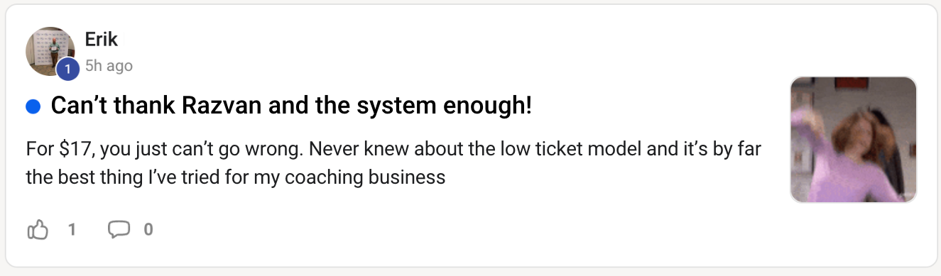 Erik: Can't thank Razvan and the system enough!